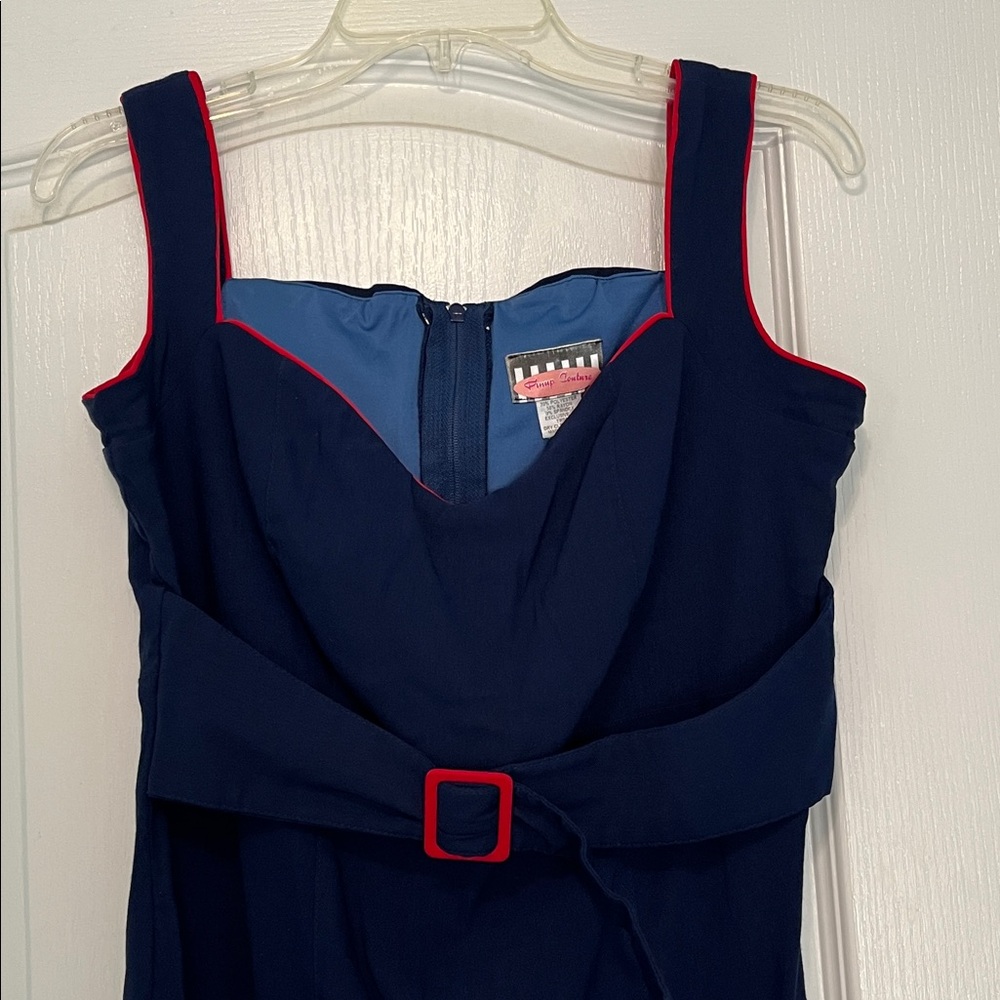 Pinup Couture Navy Midi Dress with Red Accents